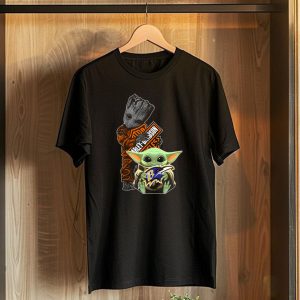 Harley Davidson Groot And Baltimore Ravens Baby Yoda T-Shirt