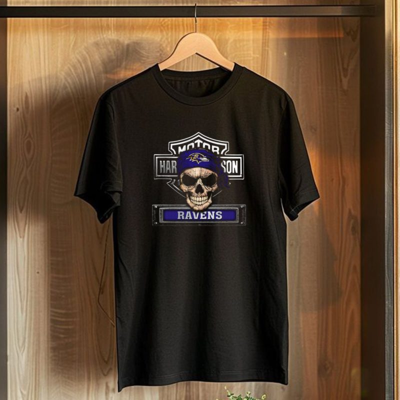 Harley Davidson Skull Ravens Baltimore Ravens Nfl T Shirt 1 T Shirt 1
