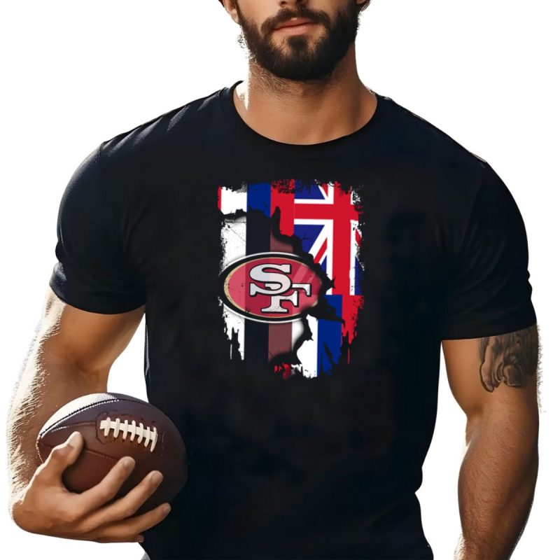 Hawaii 49Ers Sf Logo With Hawaiian Flag T Shirt T Shirt 1