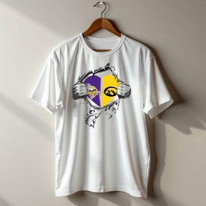 Hawkeyes Vikings Heart Split With Ripped Hands T Shirt