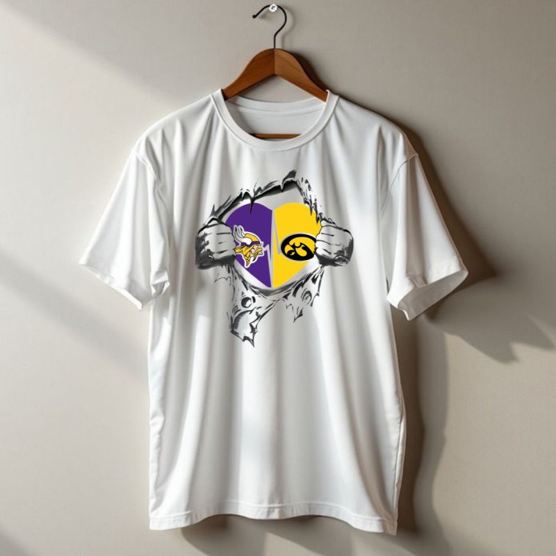 Hawkeyes Vikings Heart Split With Ripped Hands T Shirt 1 T Shirt 1
