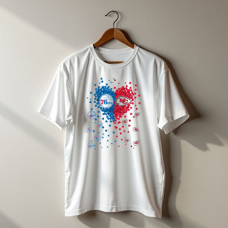 Heart Chiefs 76Ers Love Basketball And Football Fusion T Shirt T Shirt 1 1