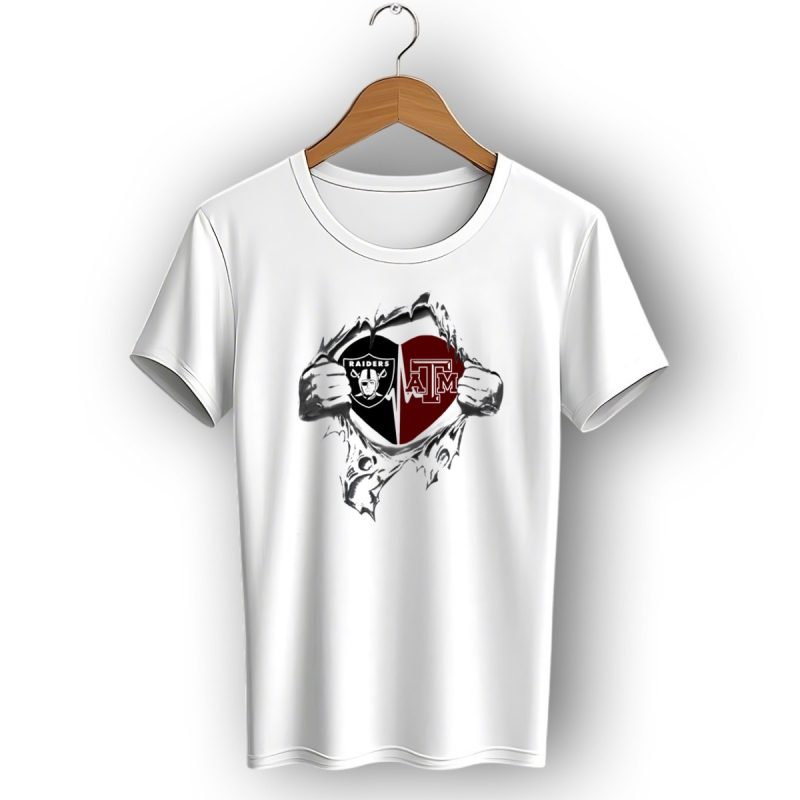 Heart Of Raiders Aggies Split With Raiders And Texas Am T Shirt 1 T Shirt 1