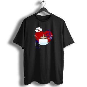 Heart Saints Nurse Medical Mask Stethoscope Fleur De Lis T Shirt