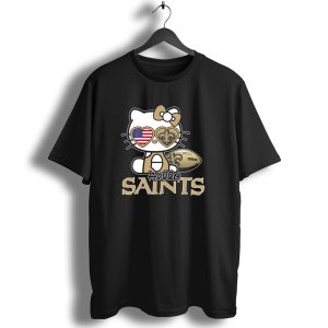 Hello Kitty American Flag Saints Football Wilson T Shirt