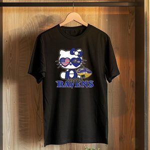 Hello Kitty Baltimore Ravens American Football Fan T-Shirt