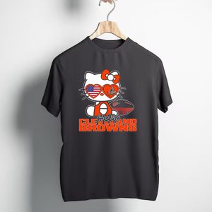 Hello Kitty Cleveland Browns Football USA Hearts T-Shirt