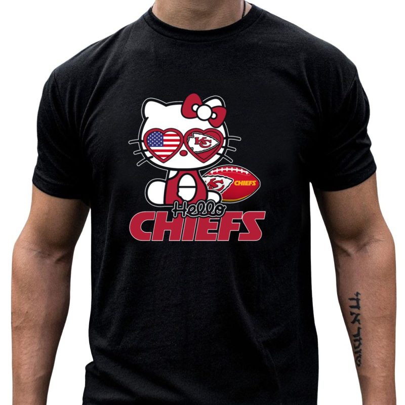 Hello Kitty Kansas City Chiefs American Flag Football Chiefs T Shirt T Shirt 1 1