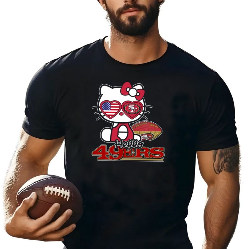 Hello Kitty San Francisco 49Ers Football American Flag Hearts T Shirt T Shirt 1