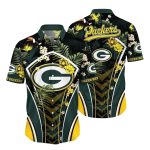 Hibiscus Harmony Green Bay Packers Floral Hawaiian Shirt
