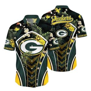 Hibiscus Harmony Green Bay Packers Floral Hawaiian Shirt