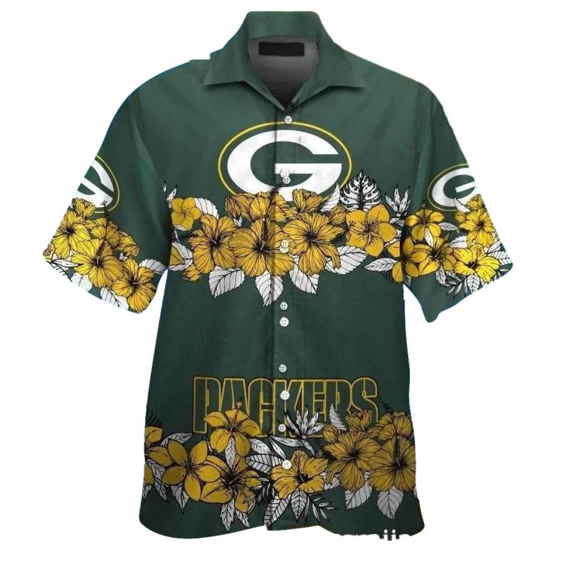 Hibiscus Highlight Green Bay Packers Floral Band Hawaiian Shirt 1