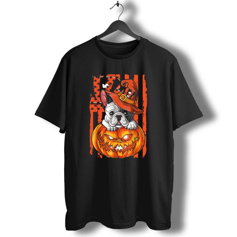 Hlw Bulldog Cincinnati Bengals Halloween Pumpkin Hat Black Orange Stars Stripes T Shirt 1 T Shirt 1