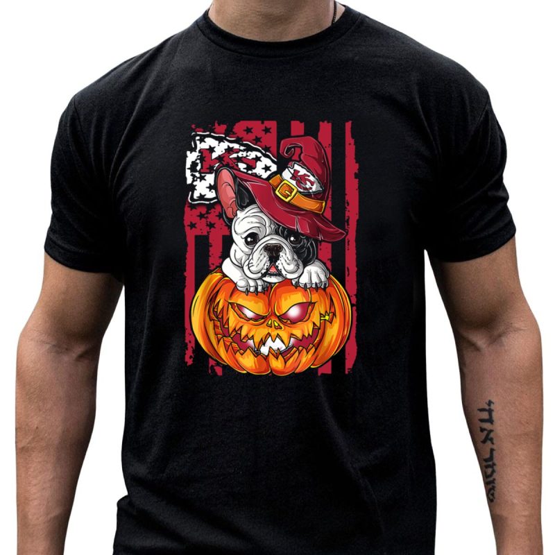 Hlw Bulldog Kansas City Chiefs Halloween Pumpkin Wizard Hat T Shirt T Shirt 1 1