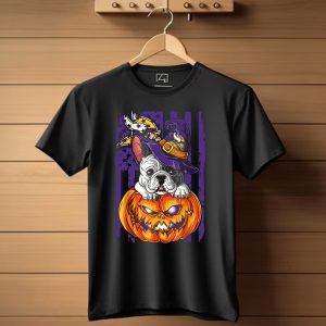 Hlw Bulldog Minnesota Vikings Witch Pumpkin Halloween T Shirt