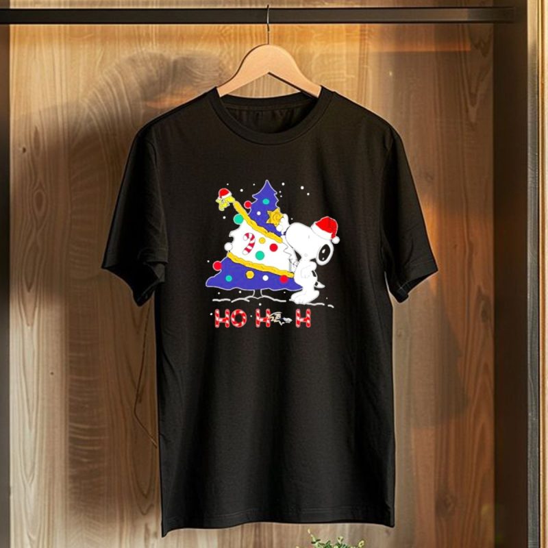 Ho Ho Ho Snoopy Woodstock Christmas Tree Baltimore Ravens T Shirt 1 T Shirt 1