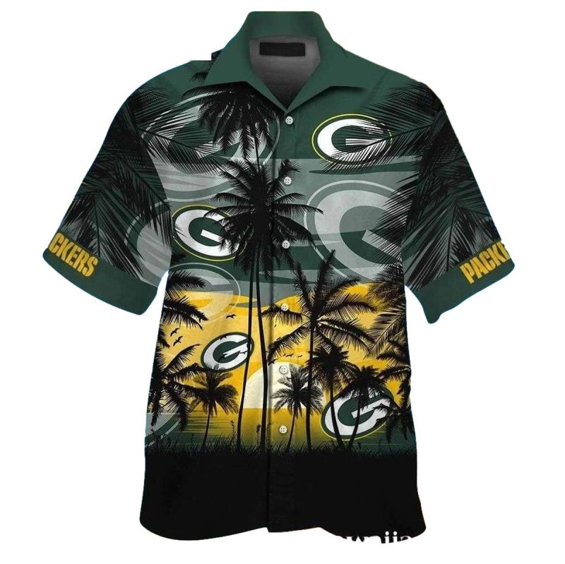 Horizon Huddle Green Bay Packers Sunset Beach Hawaiian Shirt 1