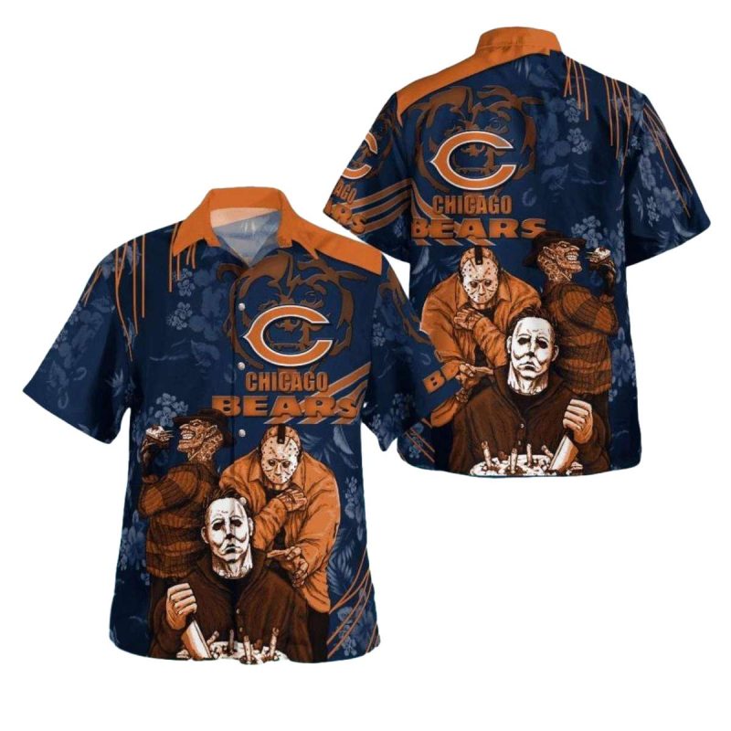 Horror Movie Characters Chicago Bears Hawaiian Shirt 1