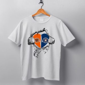 Houston Astros Chicago Bears Heart Logo Torn Fabric T Shirt