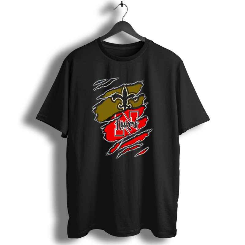 Huskers N Logo And Fleur De Lis Saints Logo Claw T Shirt 1 T Shirt 1