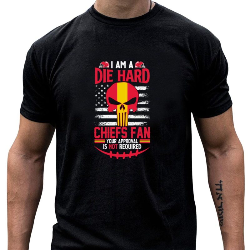 I Am A Die Hard Chiefs Fan Your Approval Is Not Required American Flag Skull Helmet T Shirt T Shirt 1 1