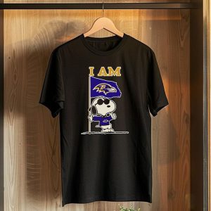 I Am Baltimore Ravens Snoopy Flag Ravens T-Shirt