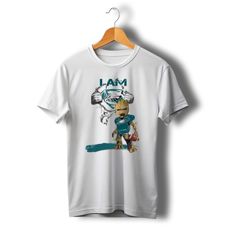 I Am Eagles Baby Groot Superman Football Fan T Shirt T Shirt 1 1