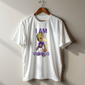 I Am Groot Minnesota Vikings Fan Holding Football T Shirt