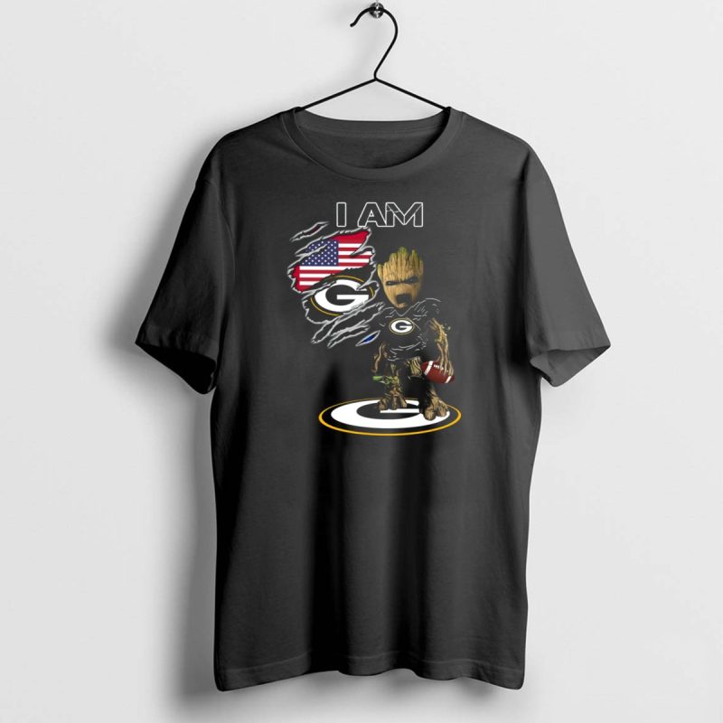I Am Packers Baby Groot American Flag Football T Shirt 1 1 T Shirt 1 1