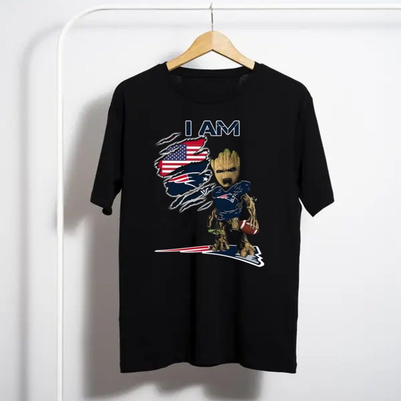 I Am Patriots Baby Groot American Flag Football T Shirt T Shirt 1