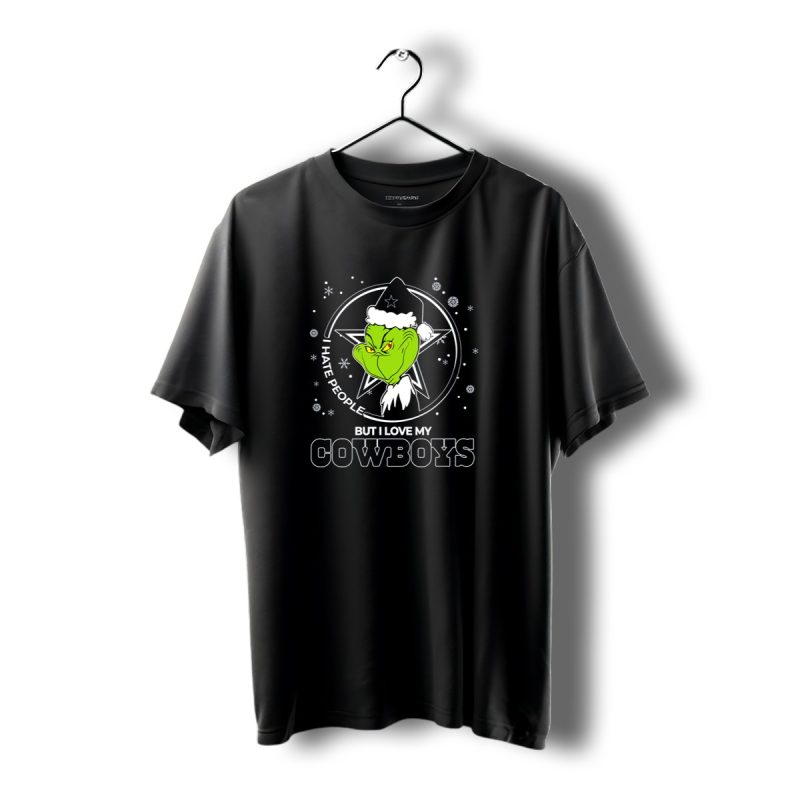 I Hate People But I Love My Dallas Cowboys Grinch Santa Christmas T Shirt 1 T Shirt 1 1