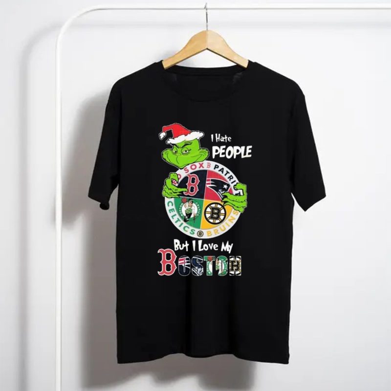 I Hate People But I Love My Sox Patriots Celtics Bruins Boston Christmas T Shirt T Shirt 1