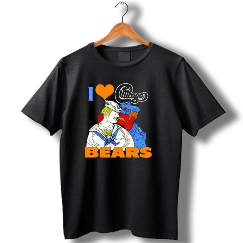 I Love Chicago Bears Bossdog Sailor And Cop Embrace T Shirt 1 T Shirt 1
