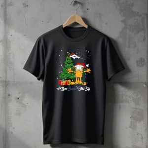 I Love Denver Broncos This Big Christmas Tree Garfield Santa Hat T-Shirt