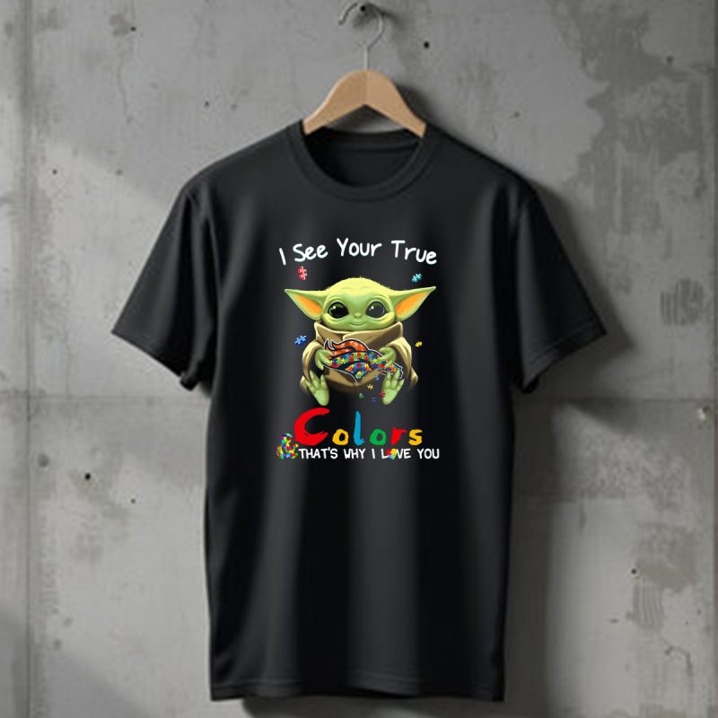 I See Your True Colors Thats Why I Love You Denver Broncos Puzzle Baby Yoda T Shirt 1 T Shirt 1