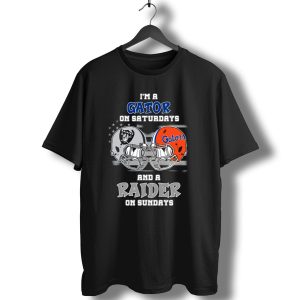 I'm A Gator On Saturdays And A Raider On Sundays Gators Raiders Helmet T-Shirt