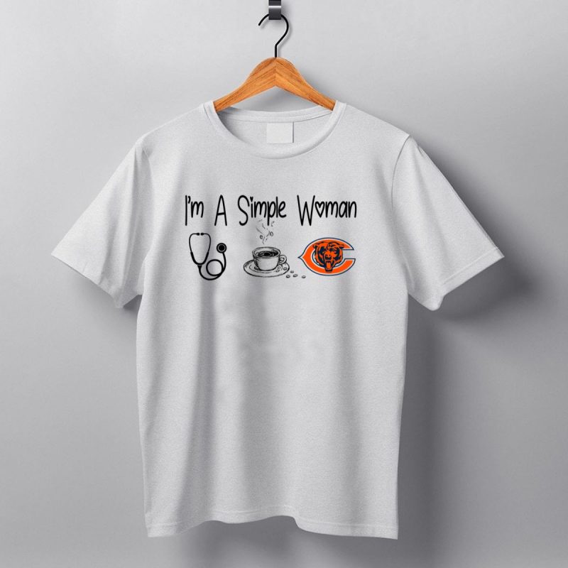 Im A Simple Woman Stethoscope Coffee Chicago Bears T Shirt 1 T Shirt 1