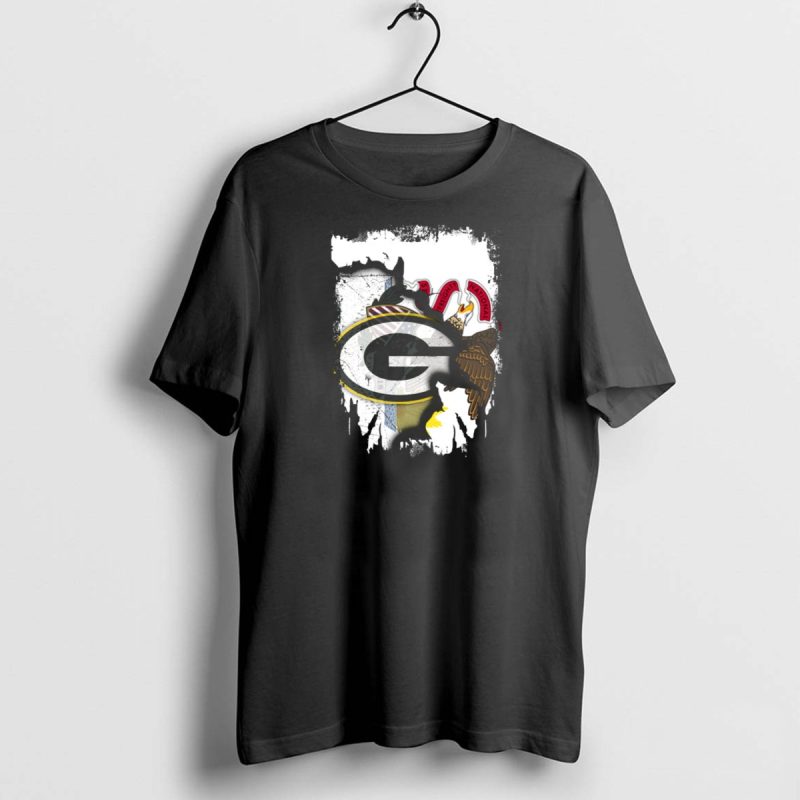 Illinois State Flag Blended With Green Bay Packers T Shirt 1 1 T Shirt 1 1