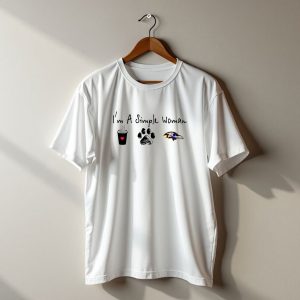 Im a Simple Woman I Like Coffee Paw and Baltimore Ravens T-Shirt