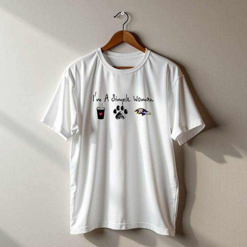 Im A Simple Woman I Like Coffee Paw And Baltimore Ravens T Shirt 1 T Shirt 1