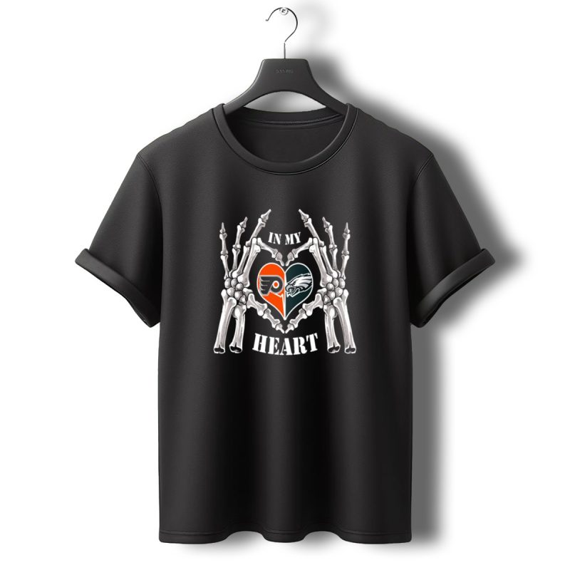 In My Heart Flyers Eagles Skeleton Hands Heart Shaped T Shirt T Shirt 0 1