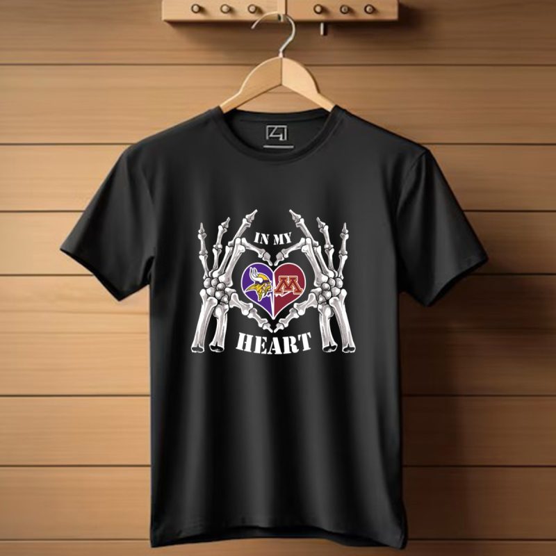 In My Heart Vikings Gophers Skeleton Hands T Shirt 1 T Shirt 1