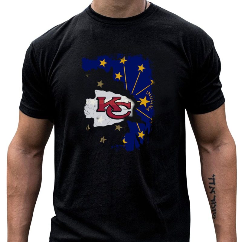 Indiana Map Overlay With Kansas City Chiefs T Shirt T Shirt 1 1