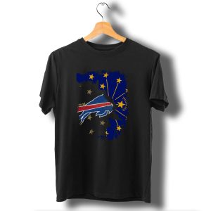 Indiana State Outline With Buffalo Bills Logo Fusion T-Shirt