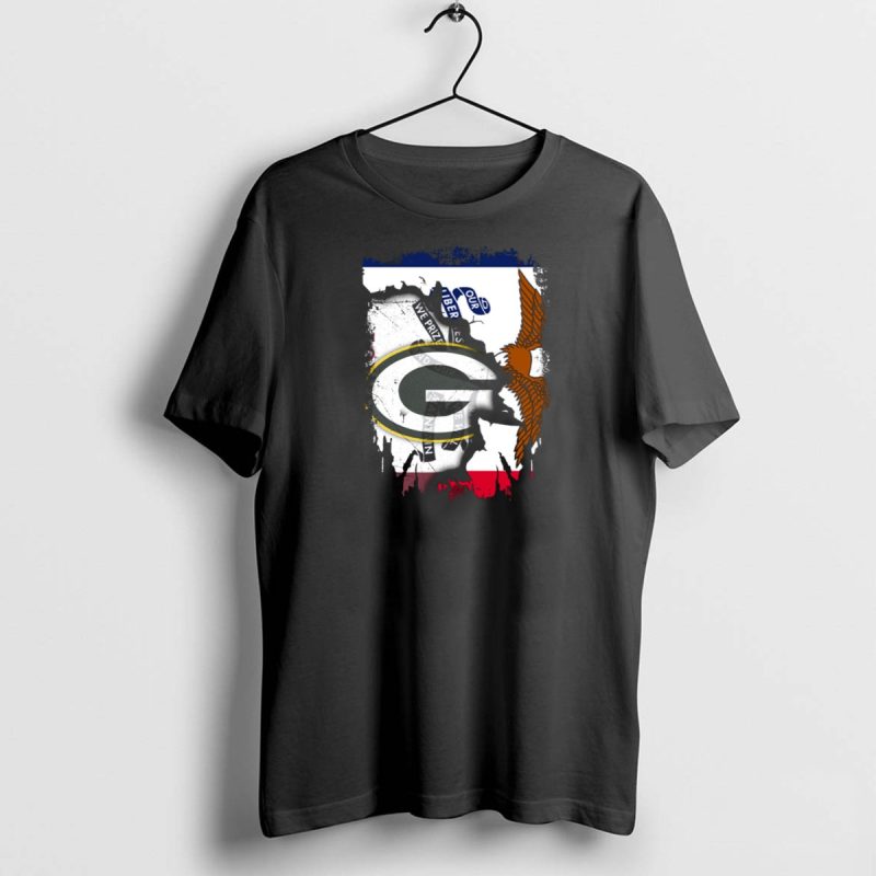 Iowa State Flag With Green Bay Packers Logo Eagle T Shirt 1 1 T Shirt 1 1