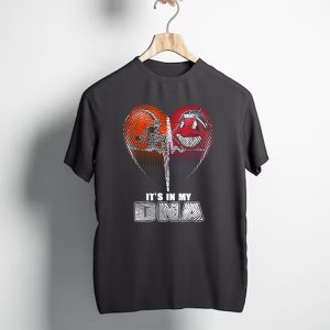 It's In My Dna Cleveland Browns And Indians Heart Fingerprint T-Shirt
