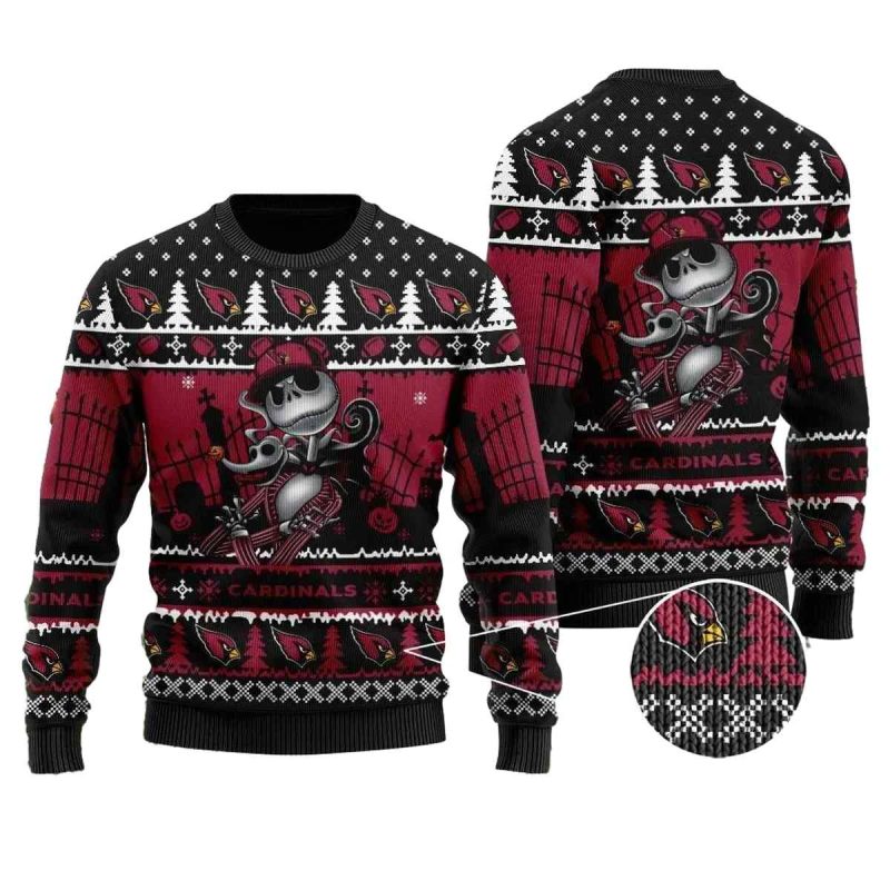 Jack Skellington Arizona Cardinals Ugly Christmas Sweater 1