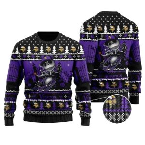 Jack Skellington Minnesota Vikings Halloween Ugly Christmas Sweater