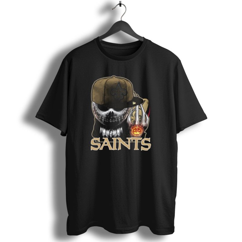 Jackskull New Orleans Saints Halloween Fleur De Lis Pumpkin T Shirt 1 T Shirt 1