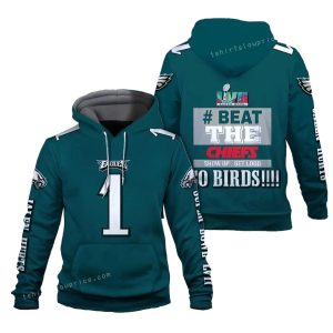 Jalen Hurts 1 Beat The Chiefs Go Birds Philadelphia Eagles SB Champion 2023 All Over Print Hoodie